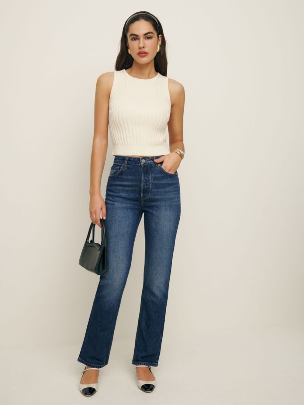 Reformation | Cynthia Stretch High Rise Straight Jeans | Bennett wash | 26